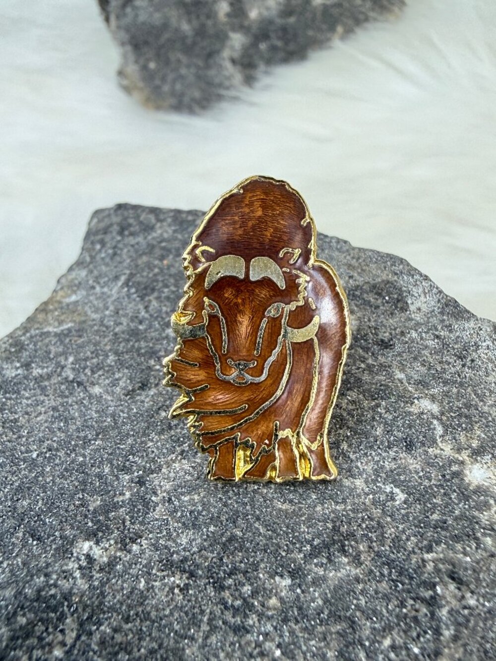 Vintage Enamel Buffalo Lapel Hat Pin 1" X .5"